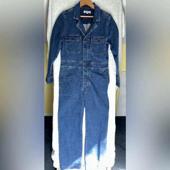 Madewell Denim Jumpsuit Womens Romper Straight Long Sleeve Stanwick Wash M Jean - Picture 3 of 15